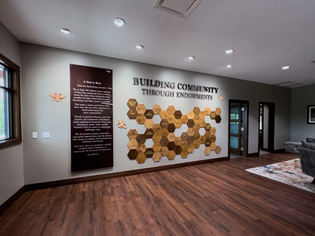 Donor Wall with Dimensional Signage and Raised Letters